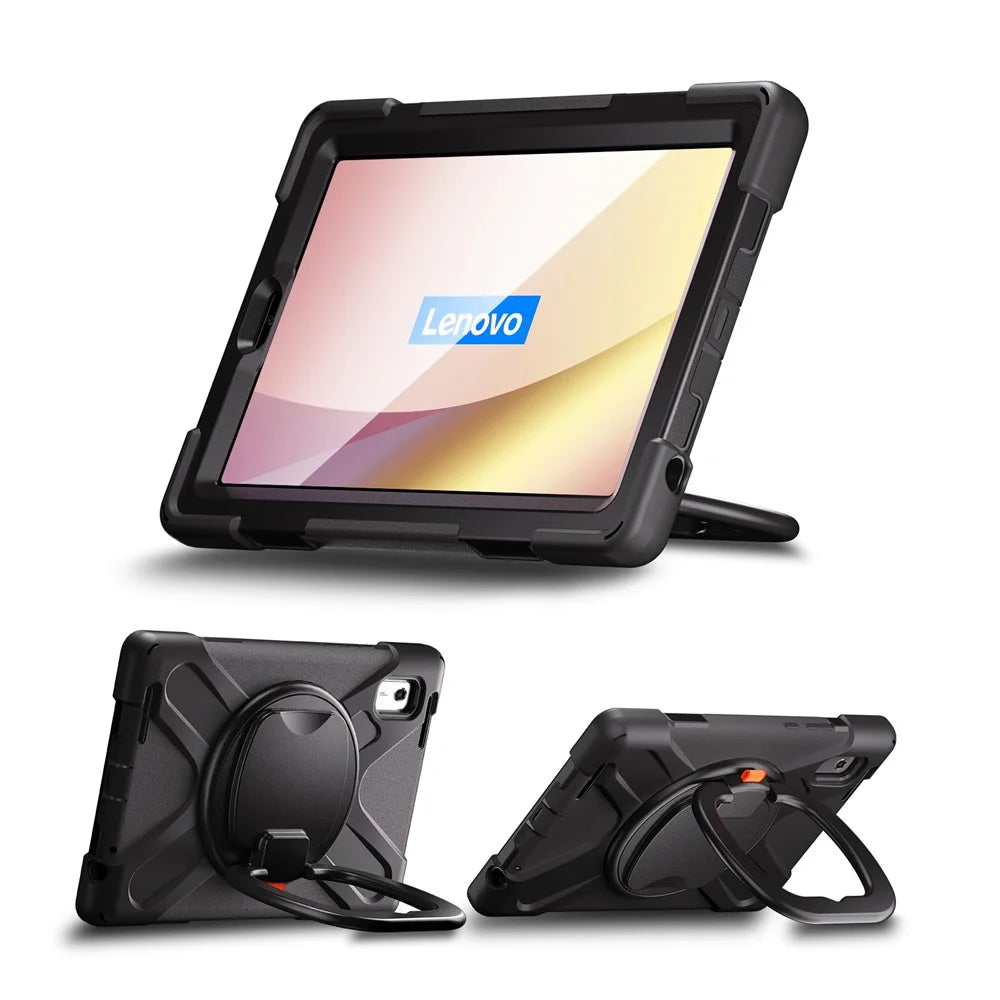 For Lenovo Tab M9 TB-310FU (2023) 360 Degree Rotating Kickstand Case PC Silicone Tablet Cover - Black - 3