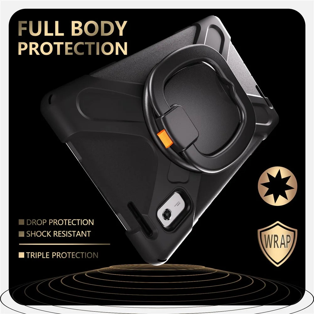 For Lenovo Tab M9 TB-310FU (2023) 360 Degree Rotating Kickstand Case PC Silicone Tablet Cover - Black - 7
