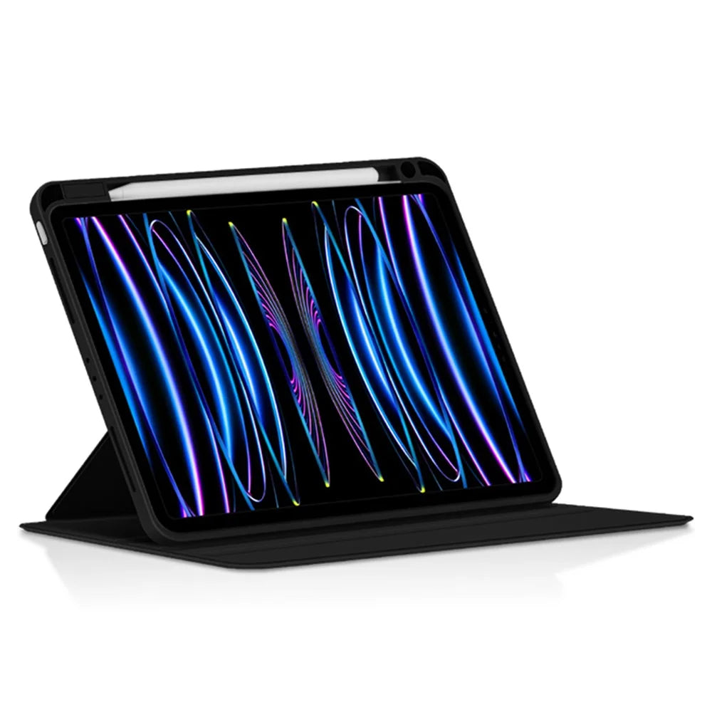For iPad Air (2020) / (2022) / iPad Pro 11 inch (2020) / (2021) / (2022) PU Leather Cover Rotary Stand Tablet Case with Pen Slot - Black - 2