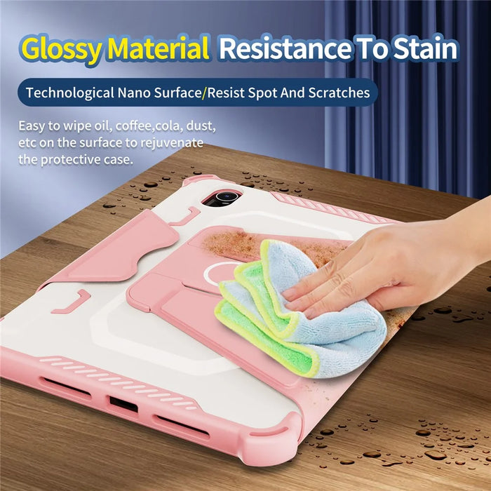 For iPad mini (2024) / mini (2021) Tablet Case 360-Degree Rotation Armor Leather Stand Tablet Cover with Auto Wake / Sleep - Pink - 7