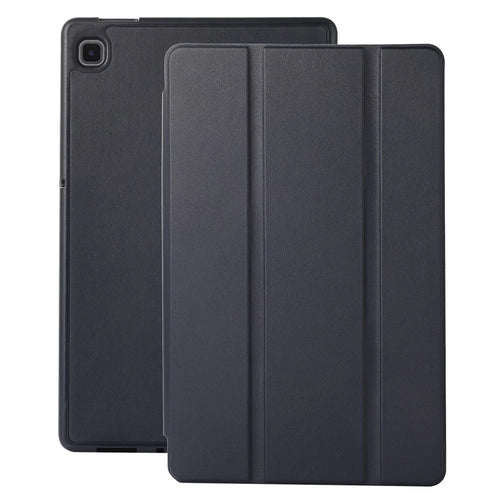 For Samsung Galaxy Tab A7 Lite 8.7-inch PU Leather Tri-Fold Stand Case Solid Color Tablet Cover with Pencil Slot - Blue - 1