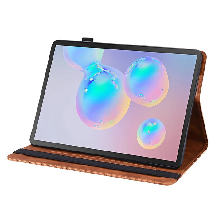 For Samsung Galaxy Tab S6 PU Leather Tablet Case Flower Imprinting Cover with Stand Card Holder - Brown - 2