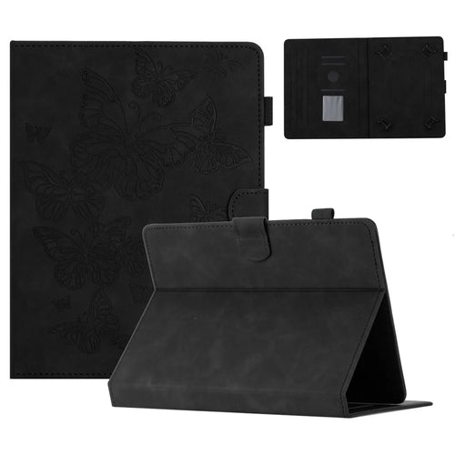 Butterfly Imprinted Leather Cover for 8-inch Tablet, Stand Card Holder Tablet Case - Black - 1