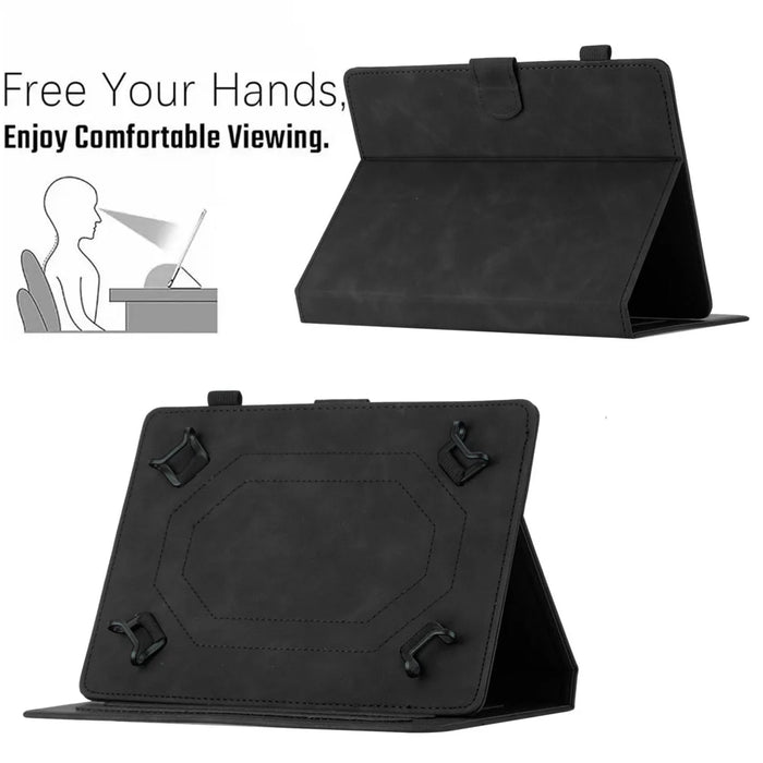 Butterfly Imprinted Stand Case for 10-inch Tablet, Card Holder PU Leather Tablet Cover - Black - 5