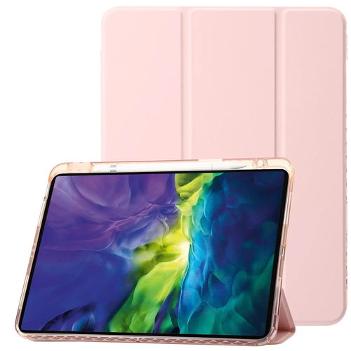 For iPad Air 11 (2026) / (2025) / (2024) / Pro 11 (2018) / (2020) / (2021) / (2022) / Air (2022) / (2020) Leather Trifold Stand Cover - Pink - 1