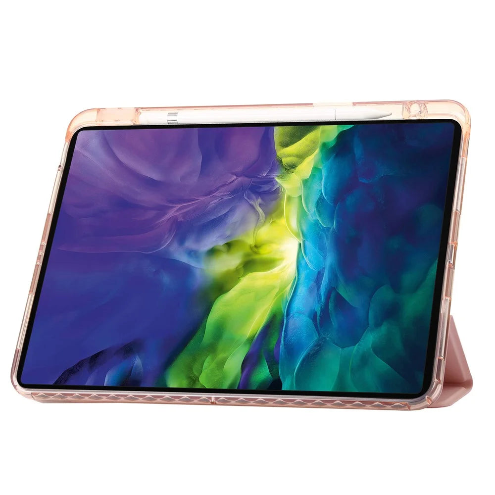 For iPad Air 11 (2026) / (2025) / (2024) / Pro 11 (2018) / (2020) / (2021) / (2022) / Air (2022) / (2020) Leather Trifold Stand Cover - Pink - 2