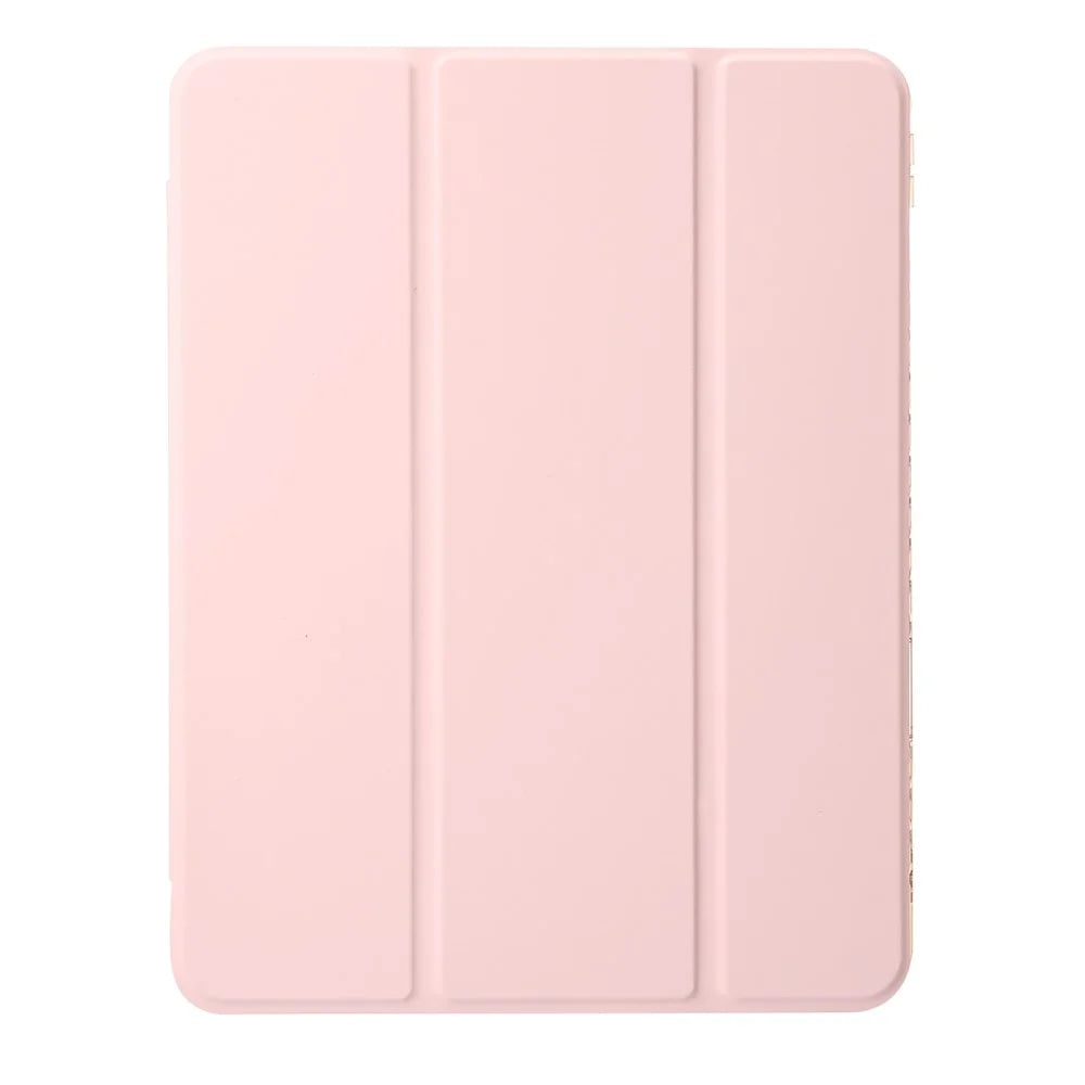 For iPad Pro 12.9-inch (2018) / (2020) / (2021) / (2022) Trifold Stand Tablet Case PU Leather + Clear Acrylic Shell - Pink - 7