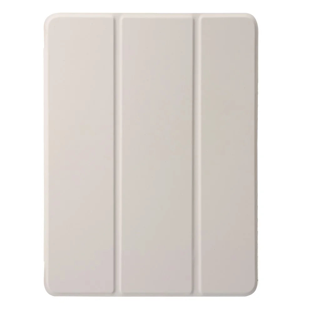 Trifold Stand Tablet Case for iPad Air (2013) / Air 2 / iPad 9.7-inch (2017) / (2018) PU Leather + Clear Acrylic Cover - Beige - 2