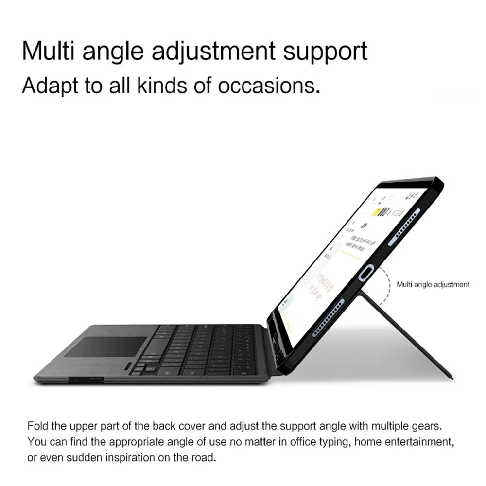 For iPad Air (2020) / (2022) Leather Case + Touchpad Bluetooth-compatible Keyboard with Backlit - 5