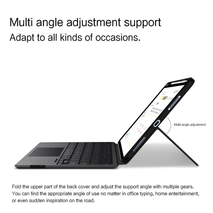 For iPad (2025) / 10.9 (2022) Leather Case + Touchpad Bluetooth-Compatible Keyboard with Backlit - 6