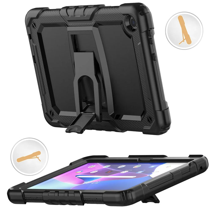 For Lenovo Tab M10 (Gen 3) TB-328F Anti-Scratch Silicone+PC Tablet Case Kickstand Cover with Strap - Black - 3