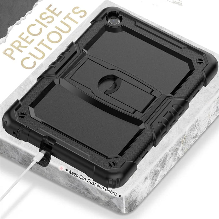 For Lenovo Tab M10 (Gen 3) TB-328F Anti-Scratch Silicone+PC Tablet Case Kickstand Cover with Strap - Black - 5