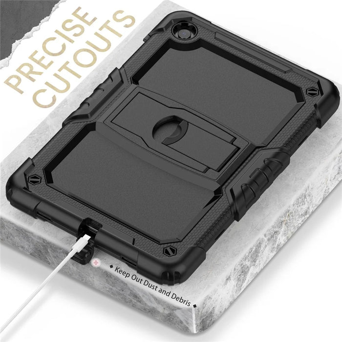 For Lenovo Tab M10 Plus (3rd Gen) 125FU / 128FU / Xiaoxin Pad 2022 10.6 inch Silicone+PC Tablet Cover Kickstand Case with Strap - Black - 5