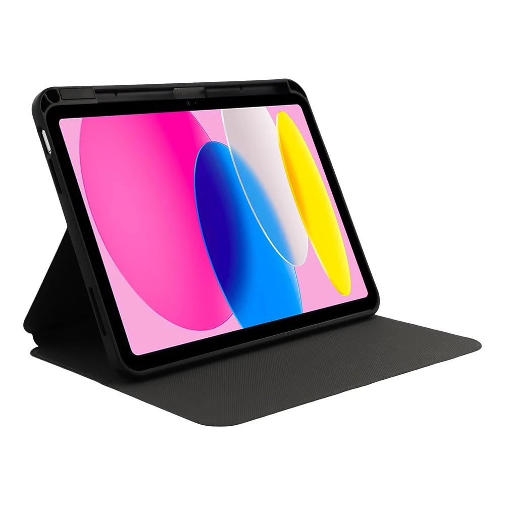 For iPad (2025) / 10.9 (2022) PU Leather Tablet Case Stand Magnetic Clasp Tablet Cover - Black - 3
