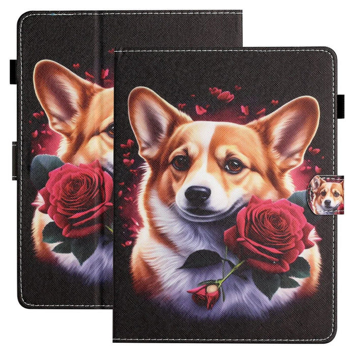 PU Leather 8-inch Tablet Case Cover Pattern Printing Card Holder Folio Stand Cover - Dog - 1