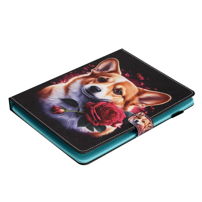 PU Leather 8-inch Tablet Case Cover Pattern Printing Card Holder Folio Stand Cover - Dog - 5