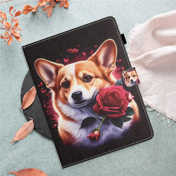 PU Leather 8-inch Tablet Case Cover Pattern Printing Card Holder Folio Stand Cover - Dog - 6
