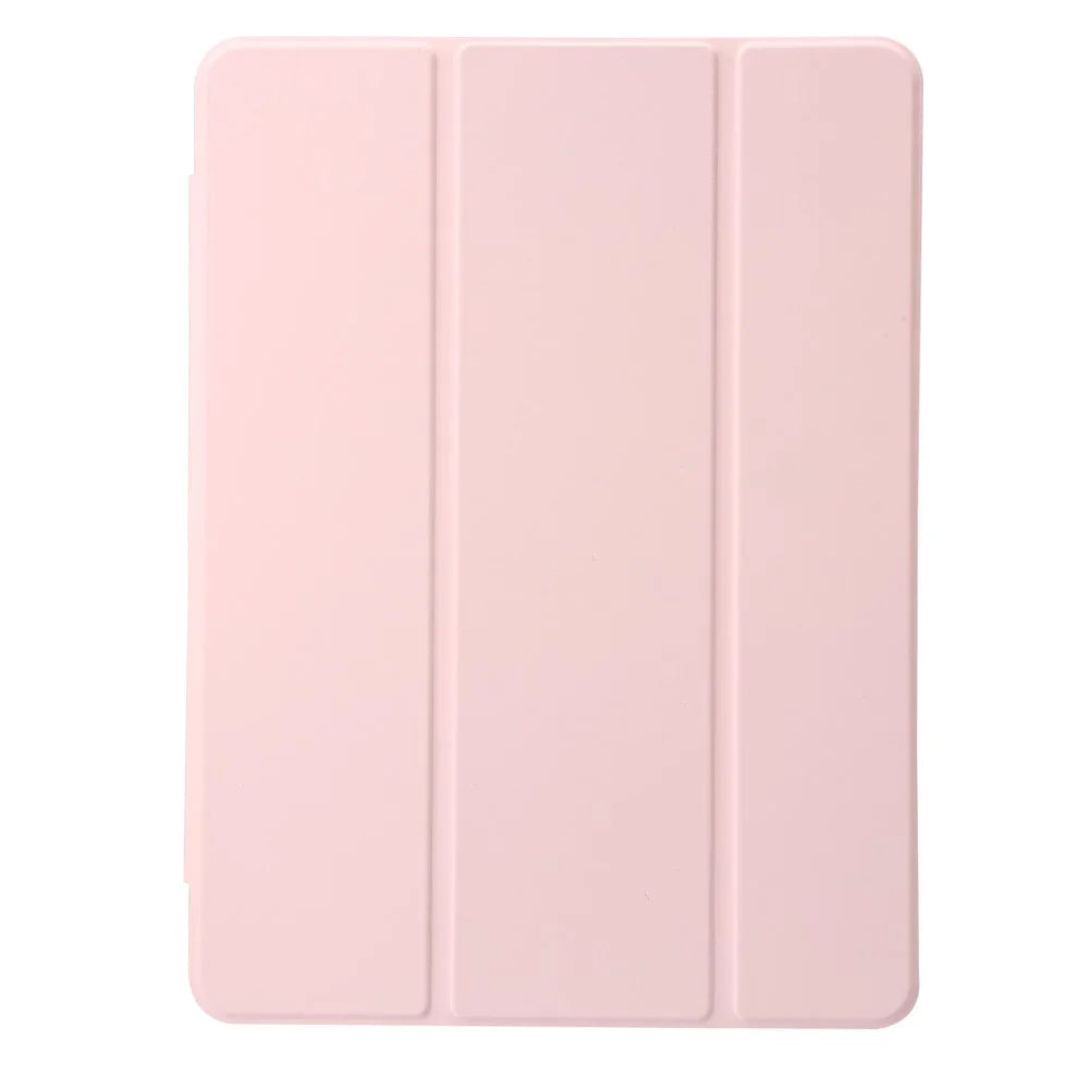 For iPad 10.2 (2021) / (2020) / (2019) Tri-fold Stand Tablet Case PU Leather Transparent Acrylic Tablet Cover - Pink - 5