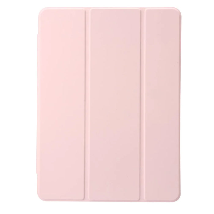 For iPad 10.2 (2021) / (2020) / (2019) Tri-fold Stand Tablet Case PU Leather Transparent Acrylic Tablet Cover - Pink - 5