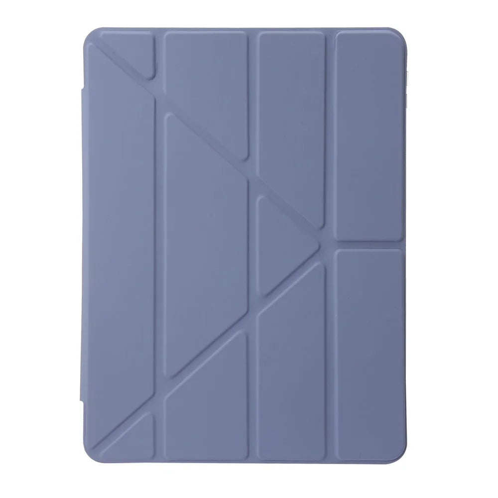 For iPad 10.2 (2021) / (2020) / (2019) Tablet Case Origami Tri-fold Stand PU Leather+Clear Acrylic Cover - Purple - 5