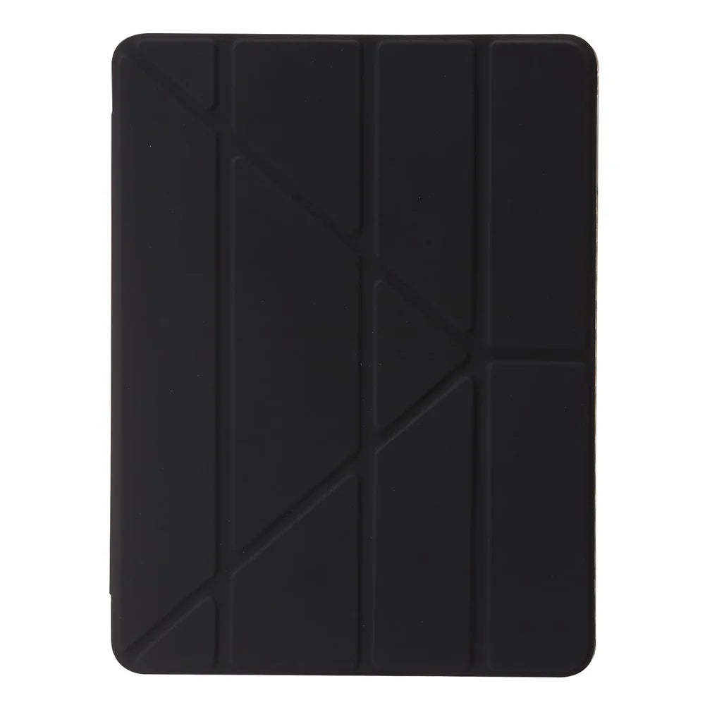 For iPad Air (2013) / Air 2 / iPad 9.7-inch (2017) / (2018) Leather+Clear Acrylic Tablet Case Origami Tri-fold Stand Tablet Cover - Black - 5
