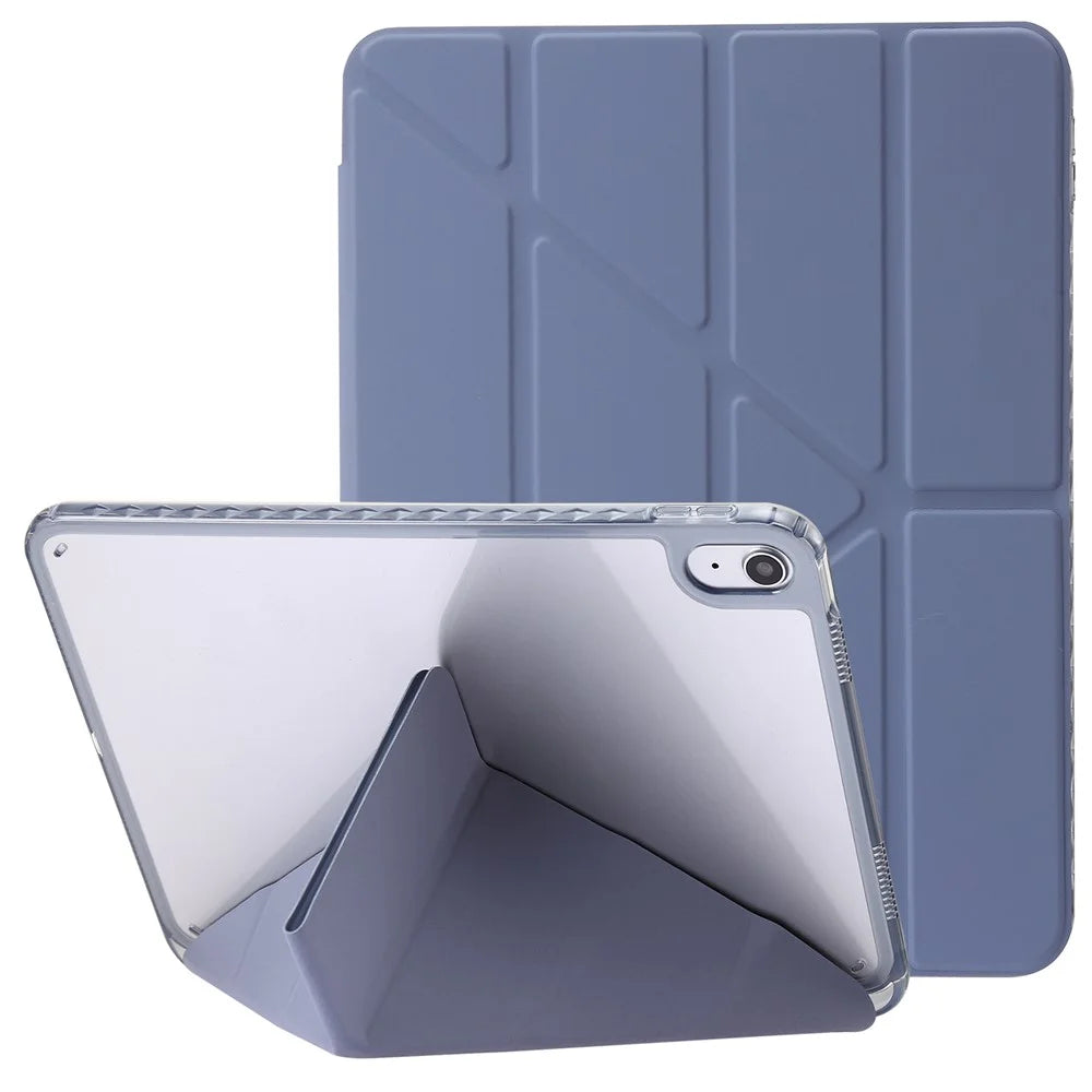 Origami Tri-Fold Stand Tablet Cover for iPad (2025) / 10.9 (2022) PU Leather + Transparent Acrylic Case - Purple - 1