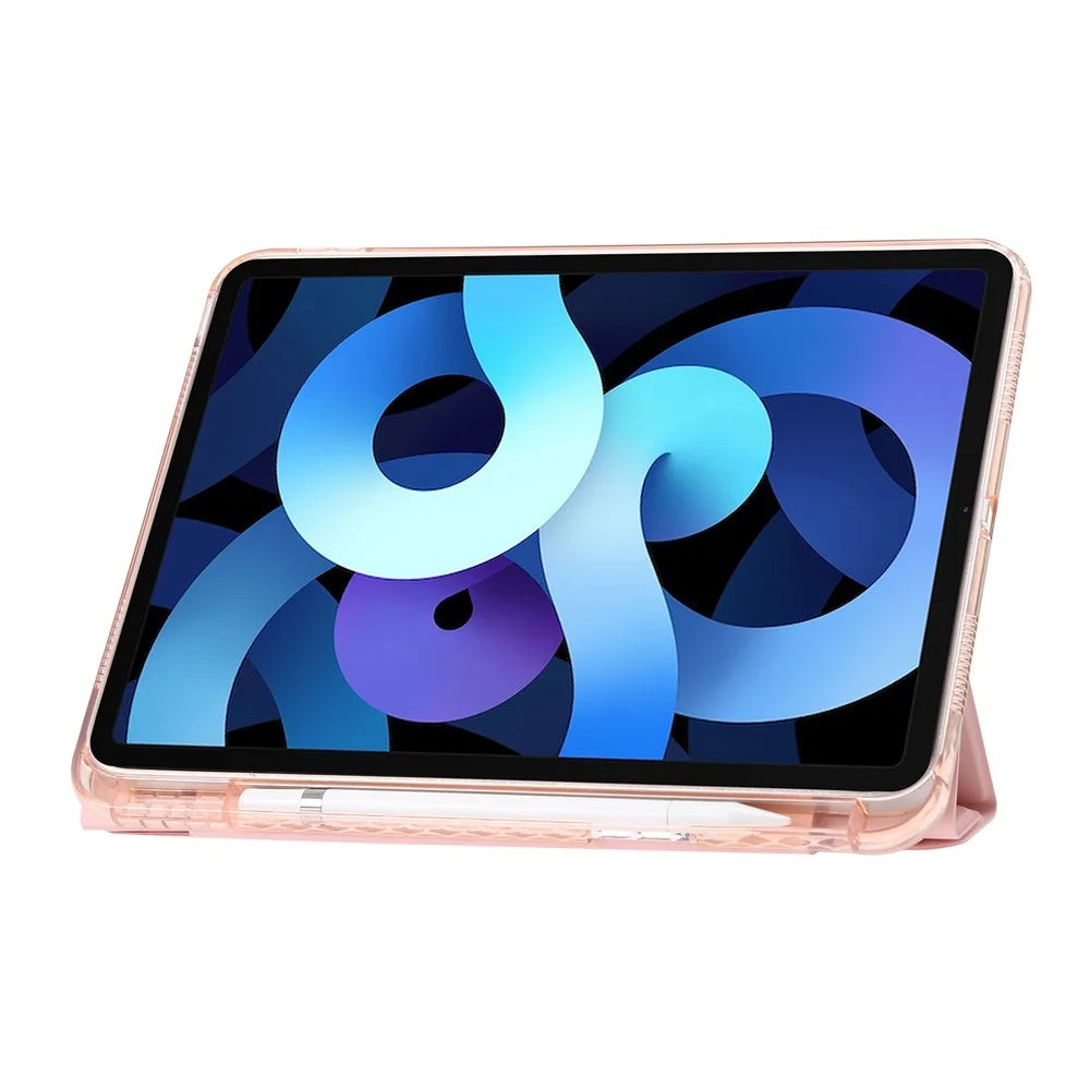 Origami Tri-Fold Stand Tablet Cover for iPad (2025) / 10.9 (2022) PU Leather + Transparent Acrylic Case - Purple - 3