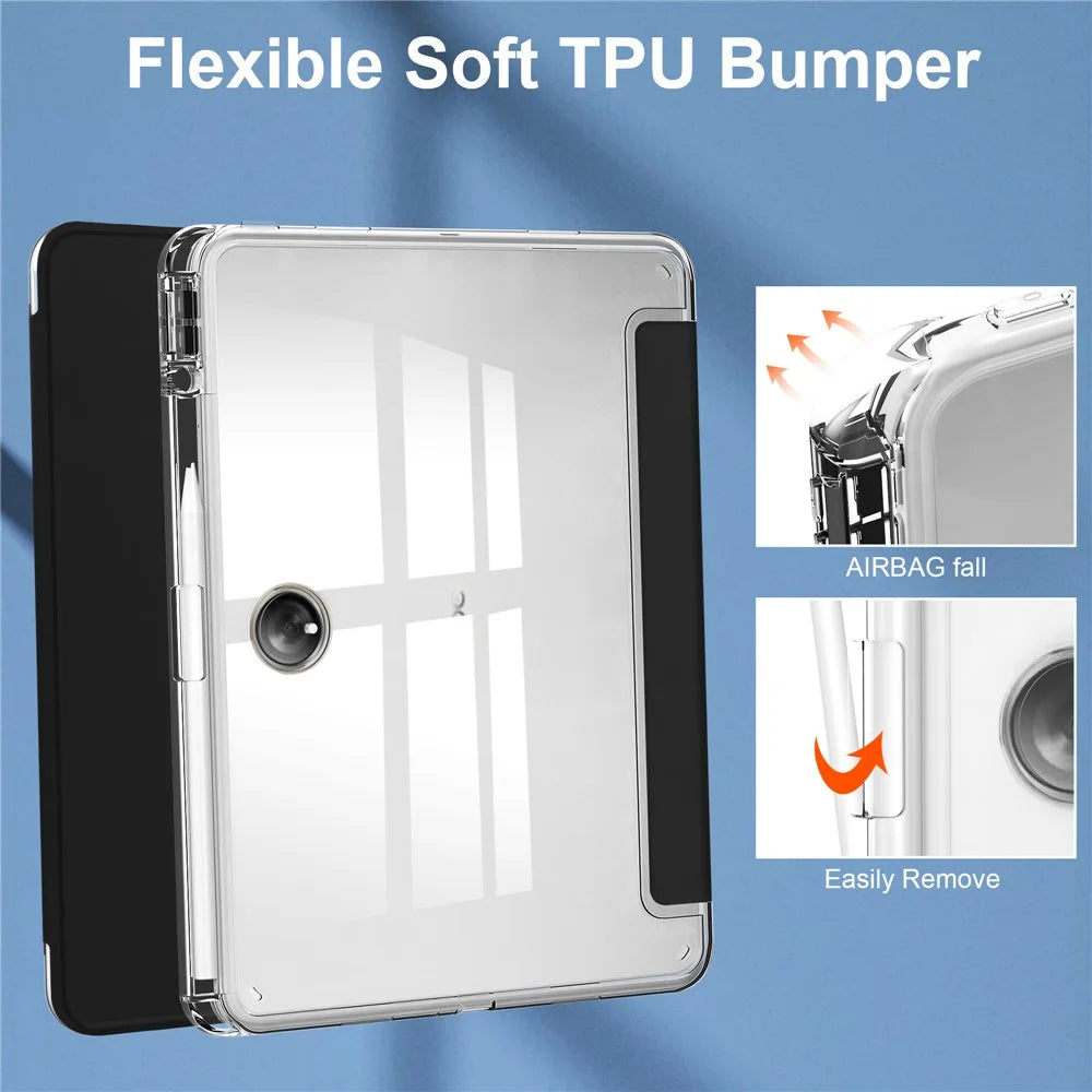 For OnePlus Pad Auto Sleep / Wake Case PU Leather + TPU + Acrylic Stand Transparent Tablet Cover with Pen Slot - Black - 4