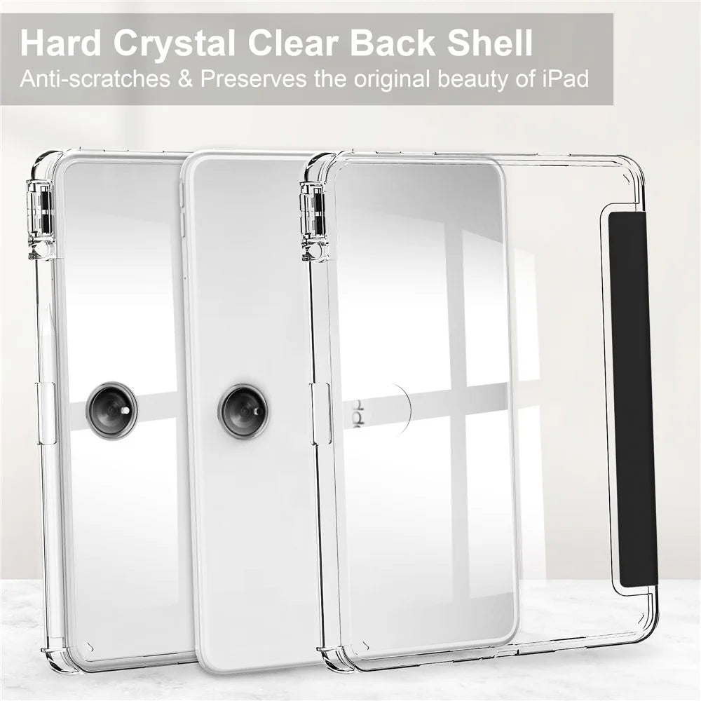 For OnePlus Pad Auto Sleep / Wake Case PU Leather + TPU + Acrylic Stand Transparent Tablet Cover with Pen Slot - Black - 7