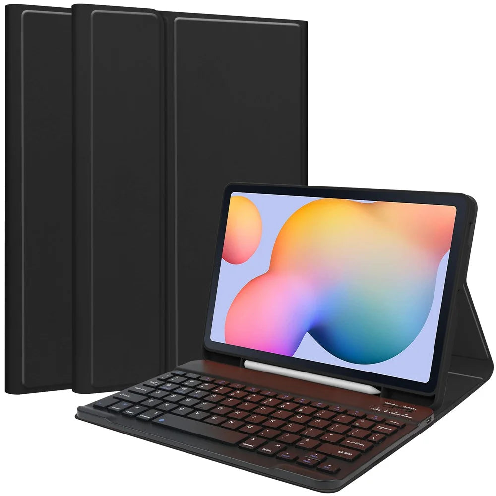 For Samsung Galaxy Tab S6 Lite (2024) / S6 Lite (2022) / S6 Lite (2020) PU Leather Tablet Case Stand Magnetic Cover with Pen Slot - Black - 1