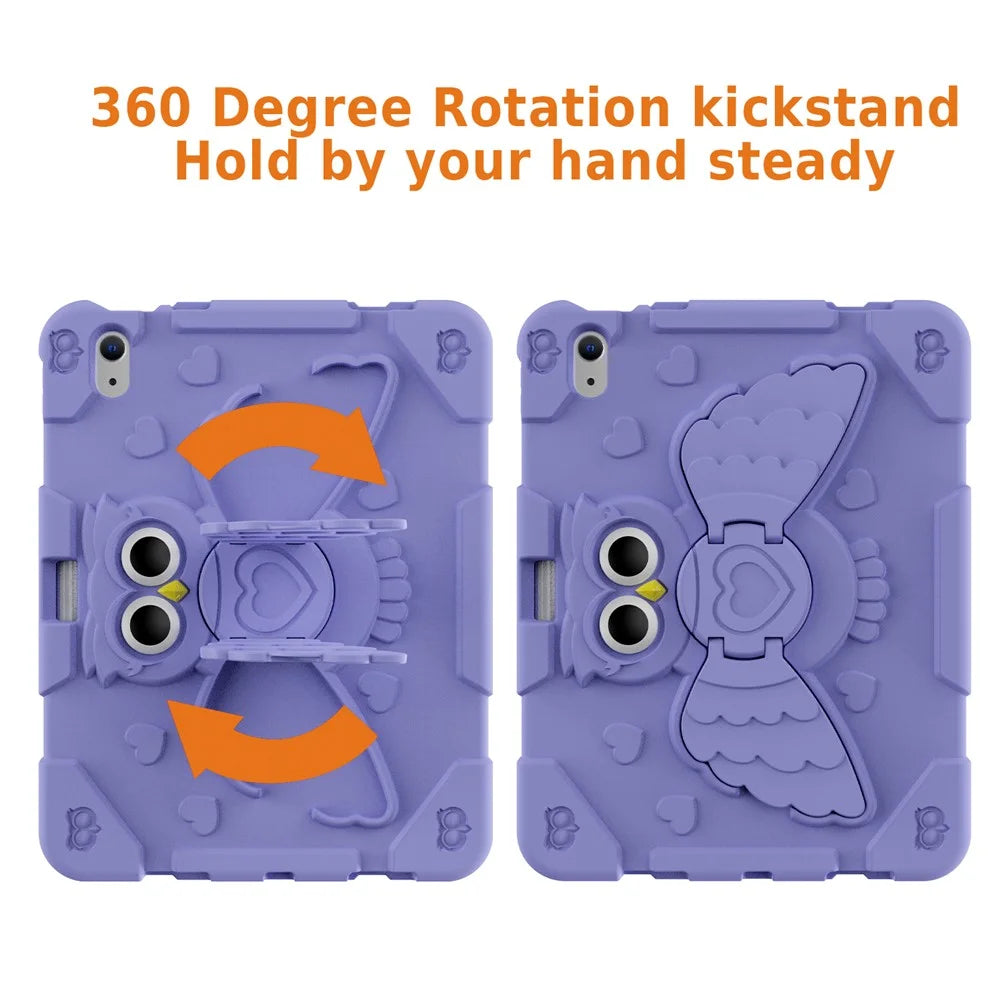 For iPad (2025) / 10.9 (2022) Silicone Protective Cover PC Kickstand Kids Friendly Tablet Case - Light Purple - 2