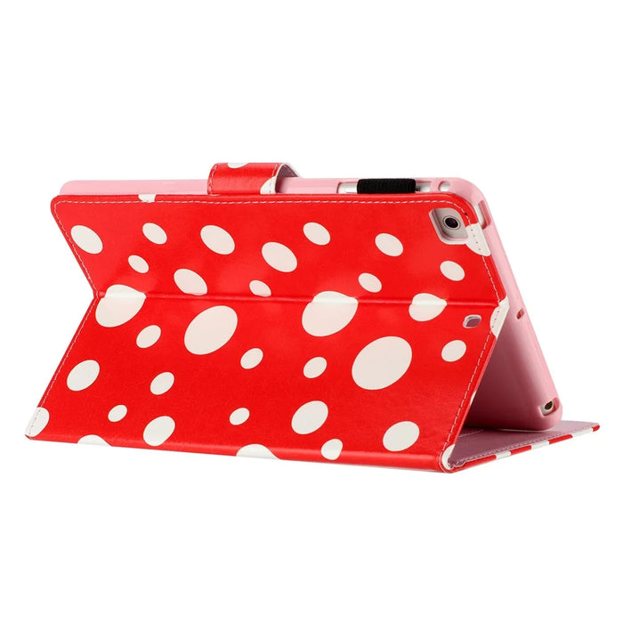 For iPad Air (2013) / Air 2 / iPad Pro 9.7 inch (2016) / iPad (2017) / (2018) Dot Printed Protective Tablet Case PU Leather Flip Cover - Red / White Dot - 4