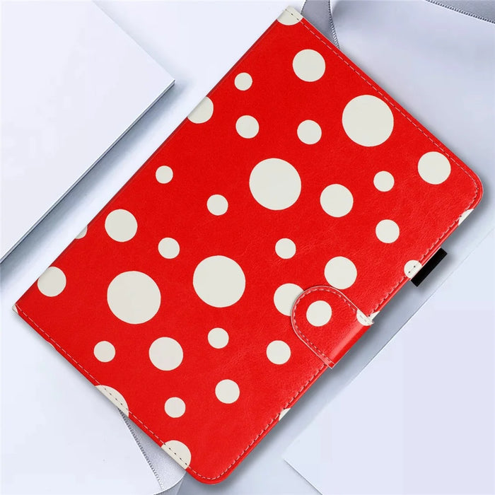 For iPad Air (2013) / Air 2 / iPad Pro 9.7 inch (2016) / iPad (2017) / (2018) Dot Printed Protective Tablet Case PU Leather Flip Cover - Red / White Dot - 7