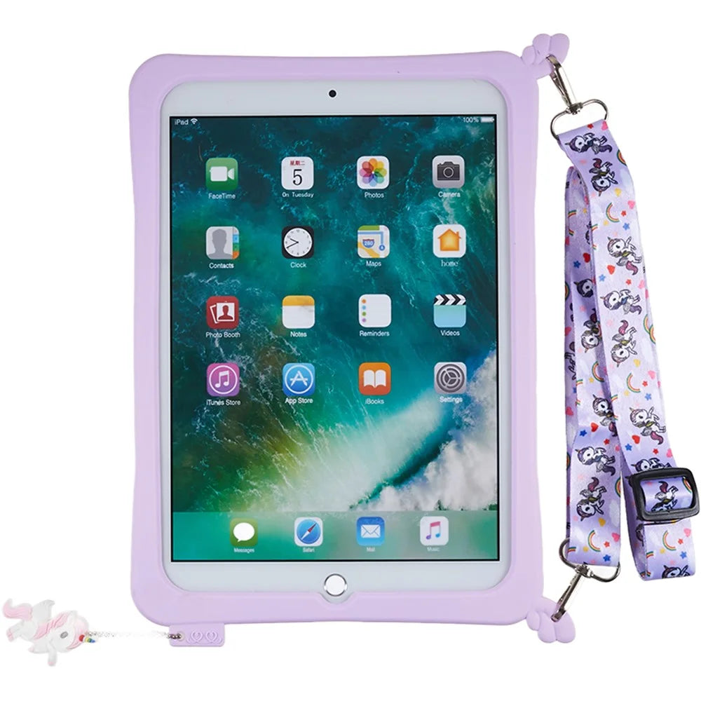 For iPad Pro 10.5-inch (2017) / Air 10.5 inch (2019) Silicone+PC Tablet Cover Cute Decor Kickstand Case with Strap - 2