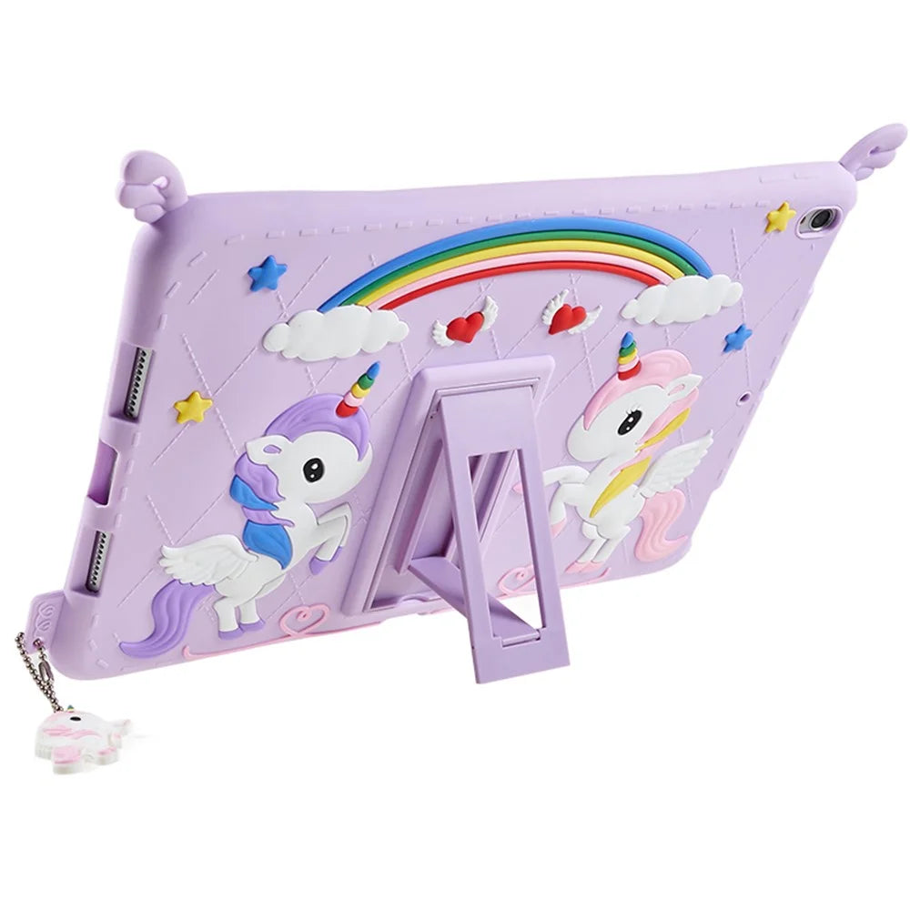 For iPad Pro 10.5-inch (2017) / Air 10.5 inch (2019) Silicone+PC Tablet Cover Cute Decor Kickstand Case with Strap - 4