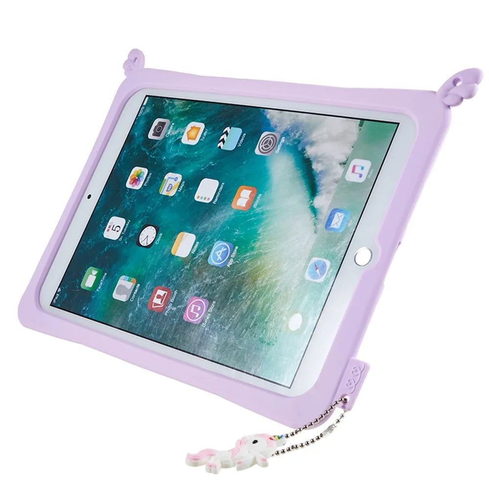 For iPad Pro 10.5-inch (2017) / Air 10.5 inch (2019) Silicone+PC Tablet Cover Cute Decor Kickstand Case with Strap - 5