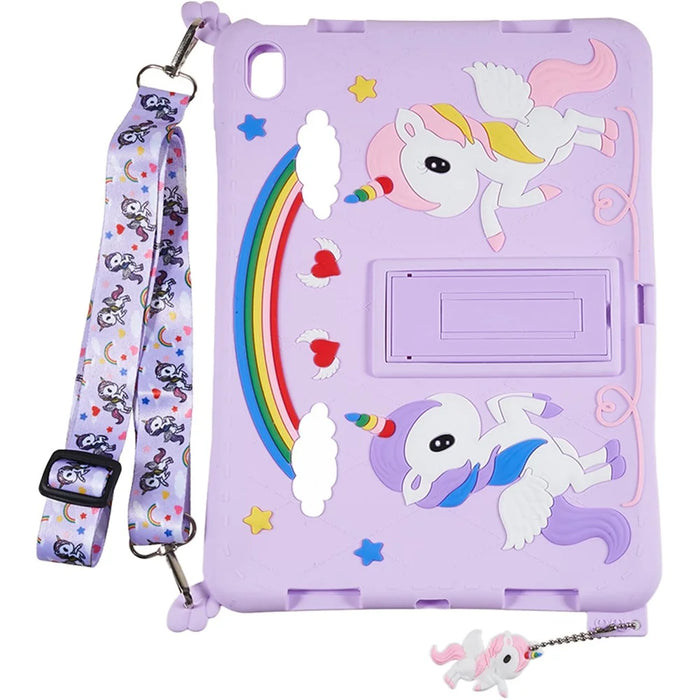 Cute Decor Tablet Shell for iPad (2025) / 10.9 (2022) Silicone+PC Tablet Cover Kickstand Case with Strap - 2