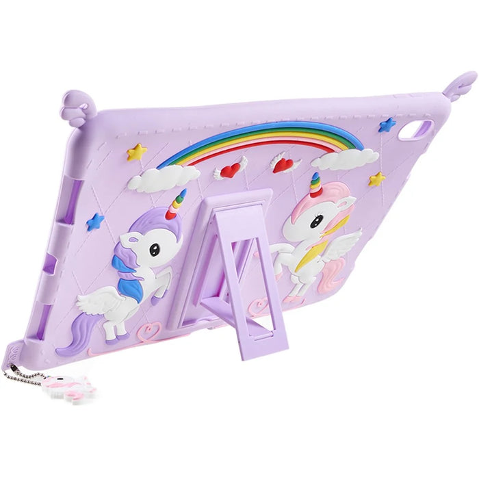 Cute Decor Tablet Shell for iPad (2025) / 10.9 (2022) Silicone+PC Tablet Cover Kickstand Case with Strap - 4