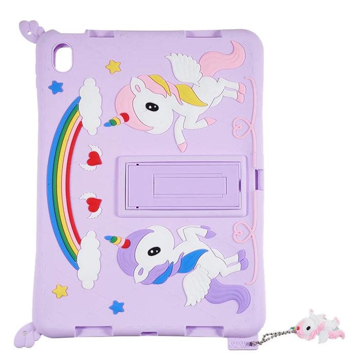 Cute Decor Tablet Shell for iPad (2025) / 10.9 (2022) Silicone+PC Tablet Cover Kickstand Case with Strap - 6