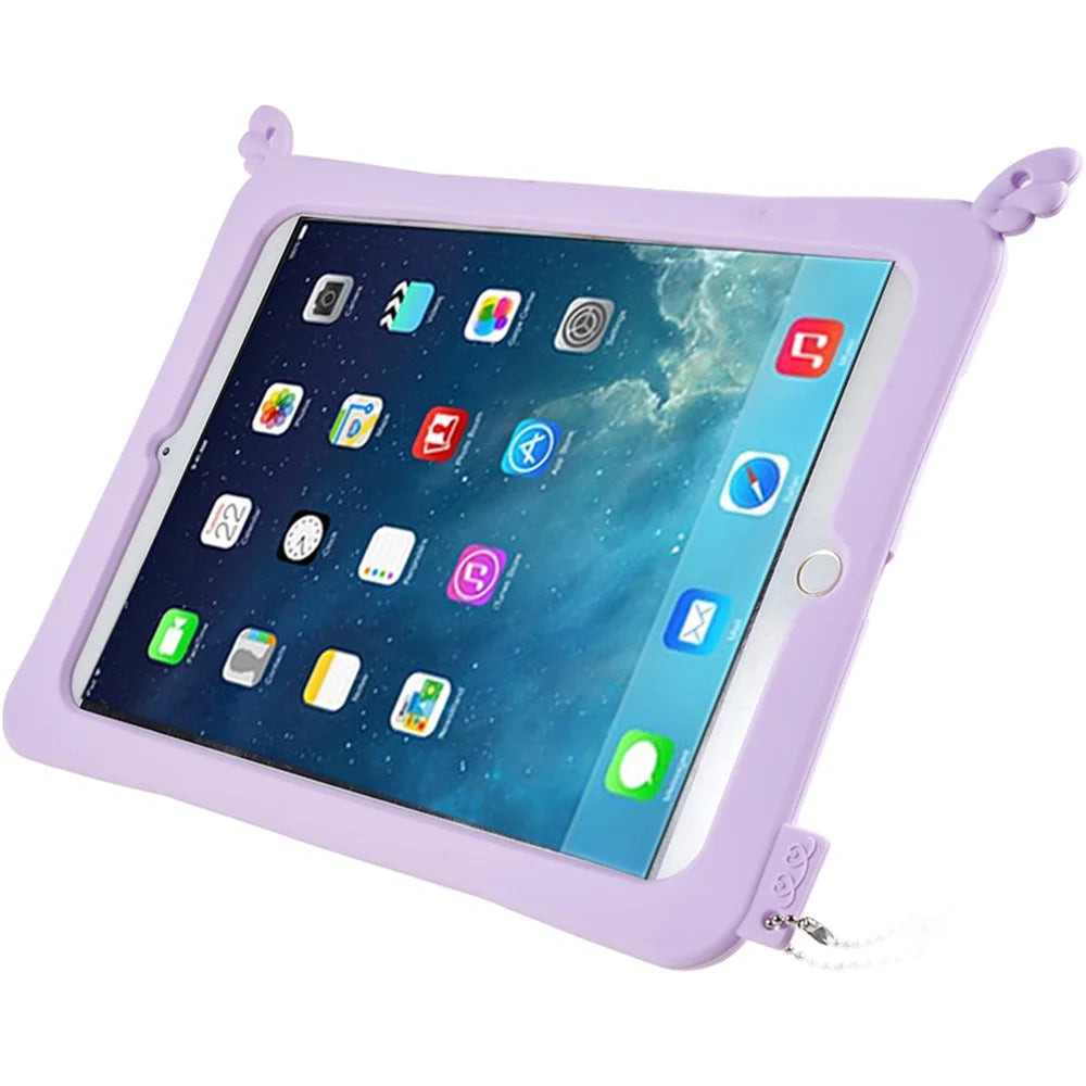 For iPad Air (2013) / Air 2 / iPad 9.7-inch (2017) / (2018) Cute Decor Shockproof Silicone+PC Tablet Cover Kickstand Case with Strap - 5