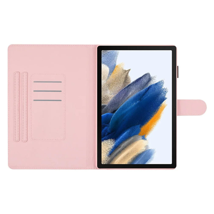 For Samsung Galaxy Tab A8 10.5 (2021) X200 / X205 Dots Pattern PU Leather Stand Case Card Holder Tablet Cover - White / Multi-color Dots - 2