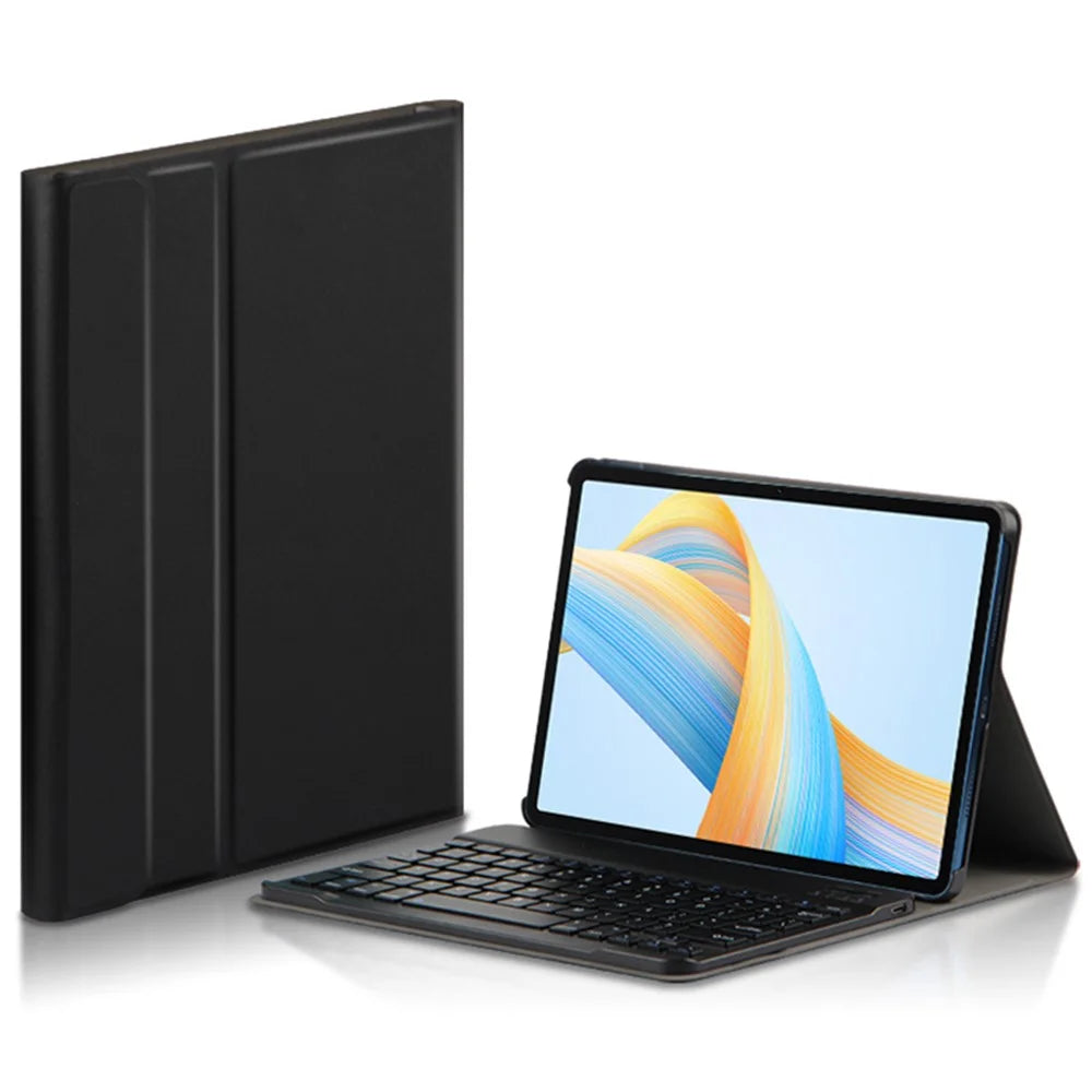 For Honor Pad V8 Leather Stand Tablet Case with Detachable Magnetic Wireless Keyboard (Without Touchpad) - Black - 1