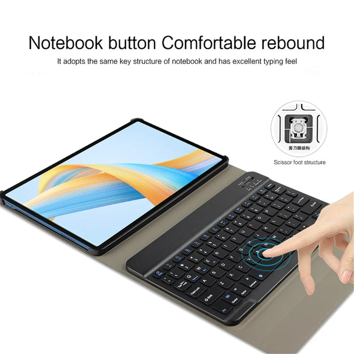 For Honor Pad V8 Leather Stand Tablet Case with Detachable Magnetic Wireless Keyboard (Without Touchpad) - Black - 3