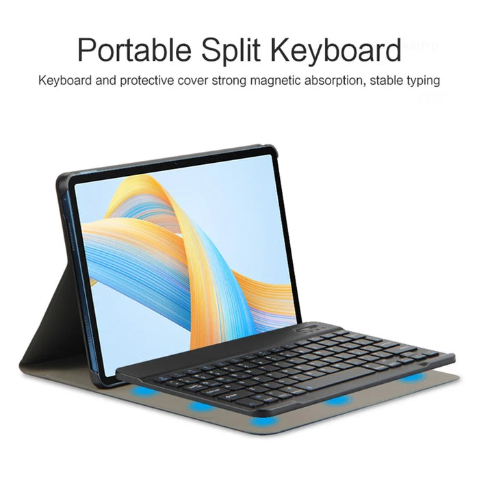 For Honor Pad V8 Leather Stand Tablet Case with Detachable Magnetic Wireless Keyboard (Without Touchpad) - Black - 7