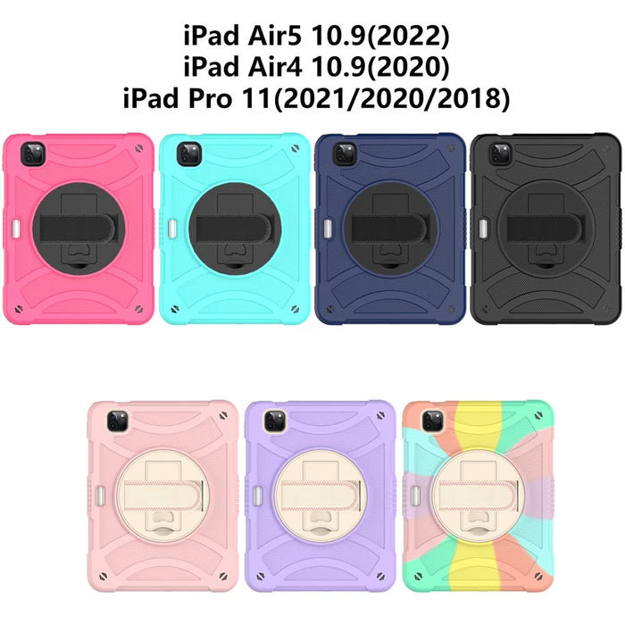 Tablet Case for iPad Pro 11 (2018) / (2020) / (2021) / (2022) / iPad Air (2020) / (2022) , Silicone+PC Rotating Kickstand Protective Cover with Pencil Holder - Mint Green - 6