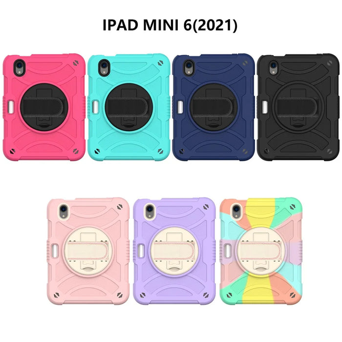 For iPad mini (2024) / mini (2021) Silicone+PC Protective Cover Rotating Kickstand Shockproof Tablet Case with Pencil Holder - Black - 6