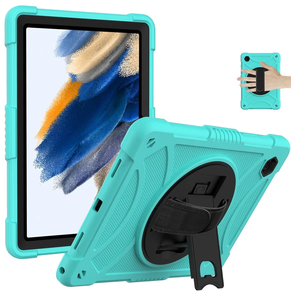 For Samsung Galaxy Tab A8 10.5 (2021) / (2022) Tablet Case Silicone+PC Rotating Kickstand Rugged Cover - Mint Green - 1