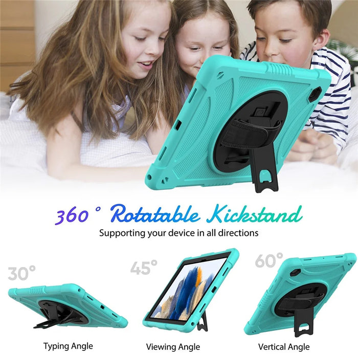 For Samsung Galaxy Tab A8 10.5 (2021) / (2022) Tablet Case Silicone+PC Rotating Kickstand Rugged Cover - Mint Green - 2