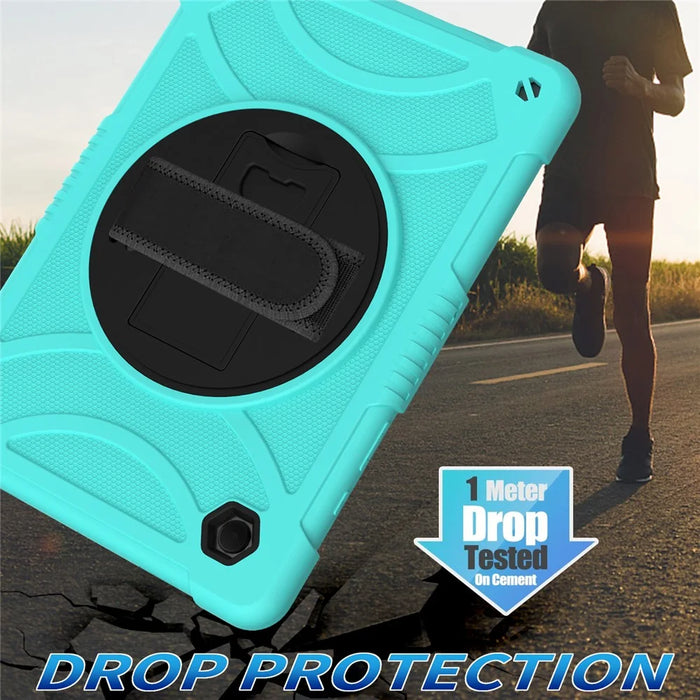 For Samsung Galaxy Tab A8 10.5 (2021) / (2022) Tablet Case Silicone+PC Rotating Kickstand Rugged Cover - Mint Green - 4