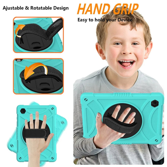 For Samsung Galaxy Tab A8 10.5 (2021) / (2022) Tablet Case Silicone+PC Rotating Kickstand Rugged Cover - Mint Green - 5